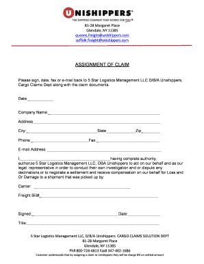 unishippers freight claim form